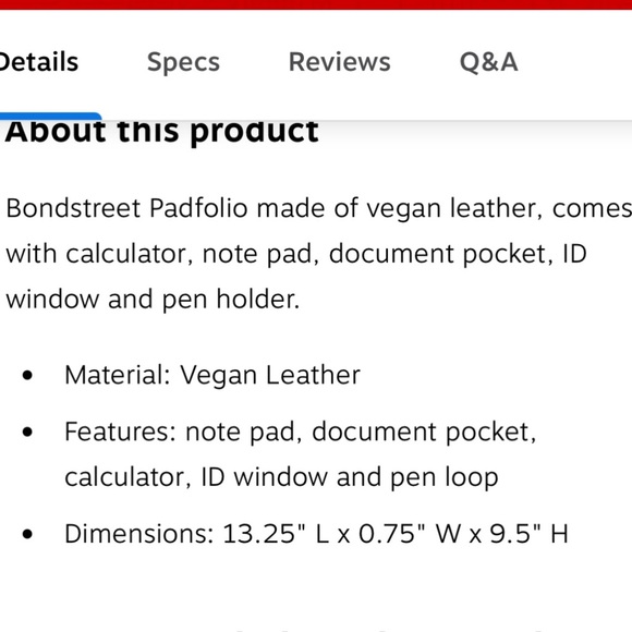 Black vegan leather pad folio with notepad and calculator, new - Picture 4 of 6